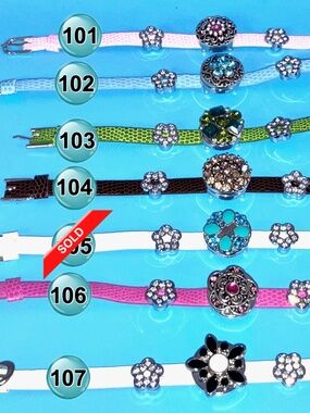 🎀 $3 - Snap Jewelry Charm, Faux Leather Bracelet with Slide Charms *see desc*